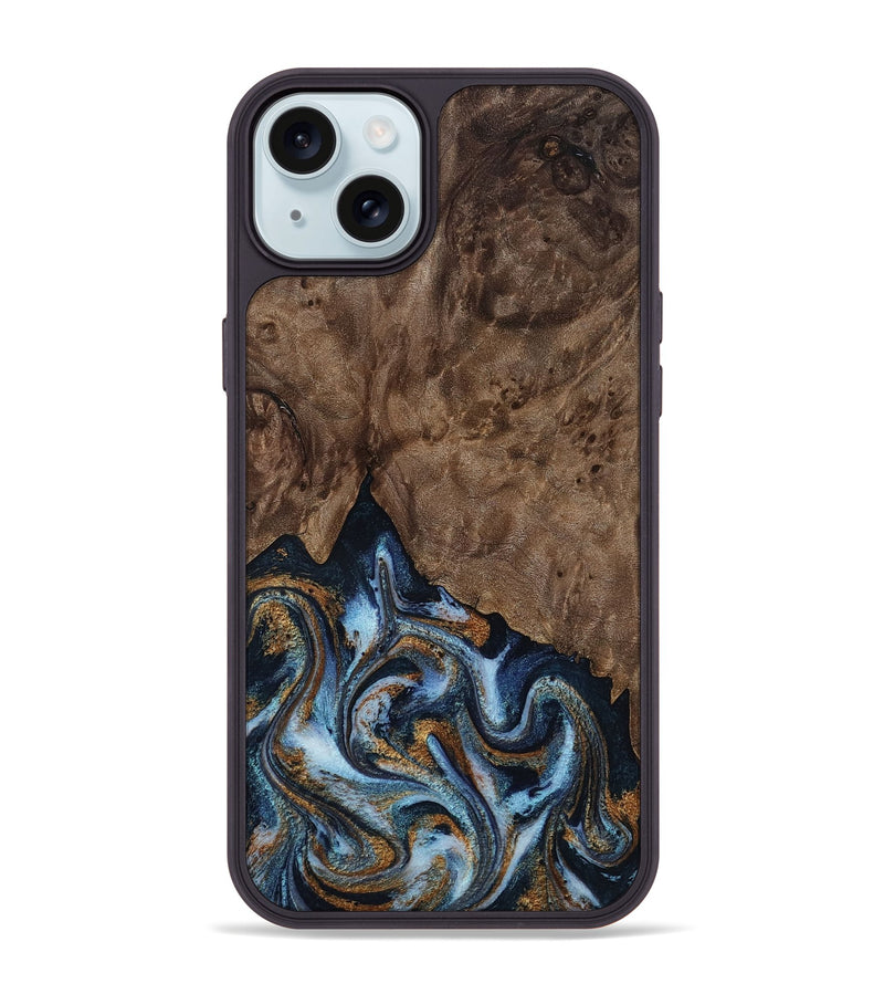 iPhone 15 Plus Wood Phone Case - Veda (Black & White, 819079)