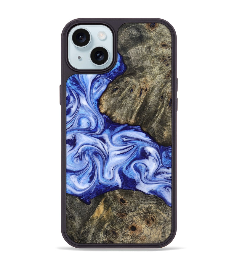 iPhone 15 Plus Wood Phone Case - Castiel (Blue, 819096)