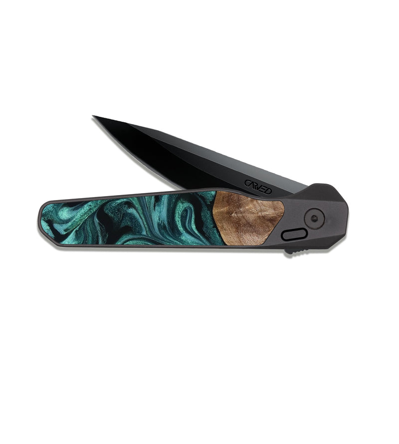 EDC Dark Slate Wood Pocket Knife - Desirae (Ancient Olive, 819099)