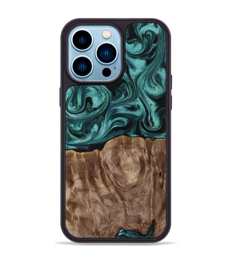 iPhone 14 Pro Max Wood Phone Case - Desirae (Ancient Olive, 819099)