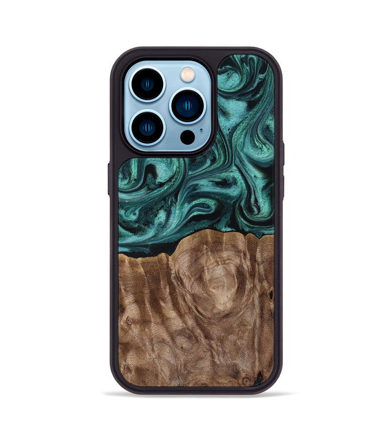 iPhone 14 Pro Wood Phone Case - Desirae (Ancient Olive, 819099)