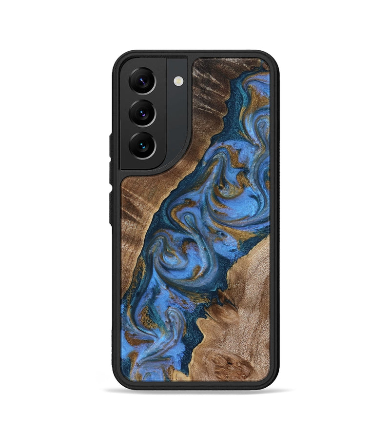 Galaxy S22 Wood Phone Case - Diann (Teal & Gold, 819101)