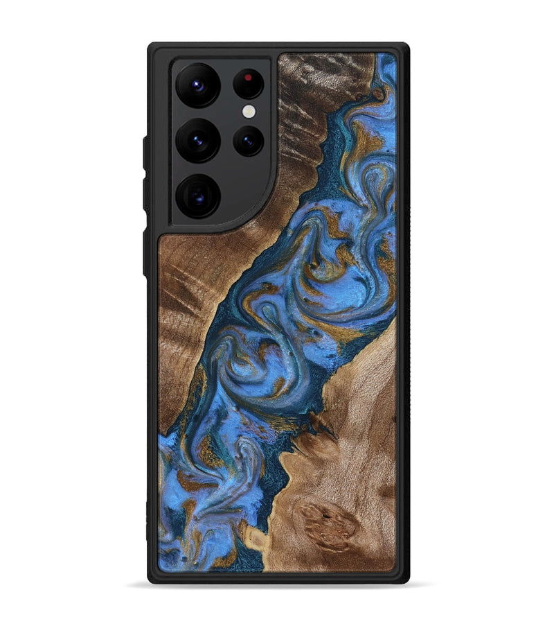 Galaxy S22 Ultra Wood Phone Case - Diann (Teal & Gold, 819101)