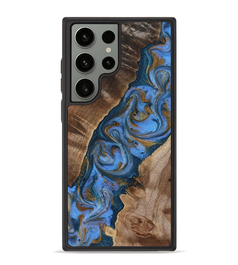 Galaxy S23 Ultra Wood Phone Case - Diann (Teal & Gold, 819101)