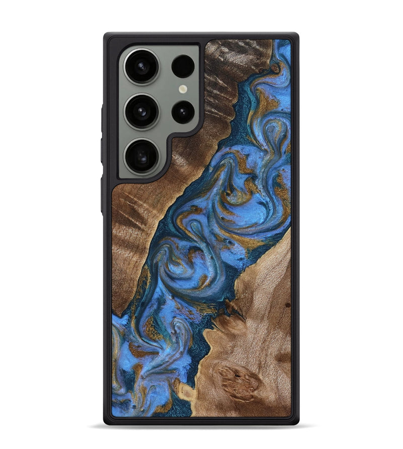 Galaxy S24 Ultra Wood Phone Case - Diann (Teal & Gold, 819101)