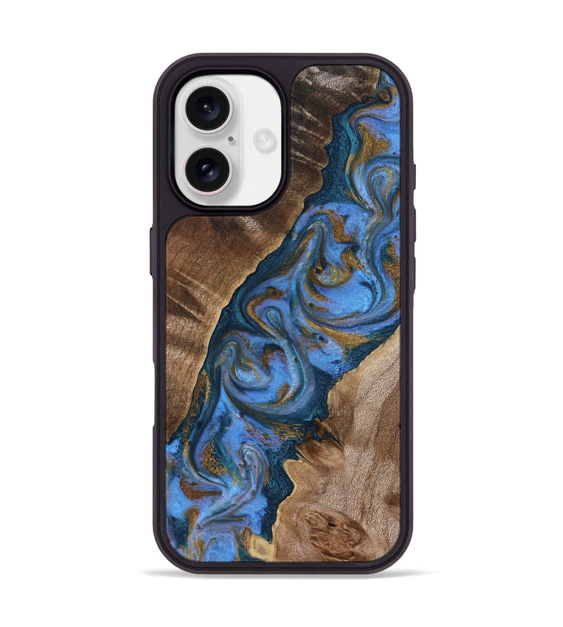 iPhone 17 Wood Phone Case - Diann (Teal & Gold, 819101)