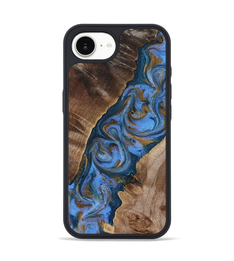 iPhone 17e Wood Phone Case - Diann (Teal & Gold, 819101)
