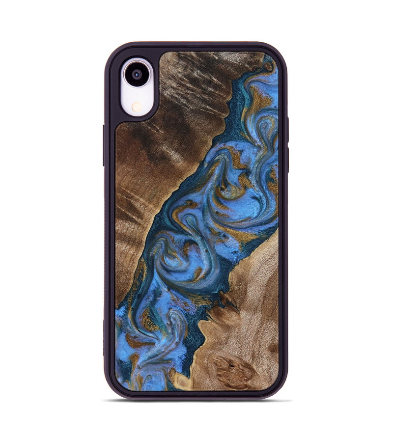 iPhone Xr Wood Phone Case - Diann (Teal & Gold, 819101)
