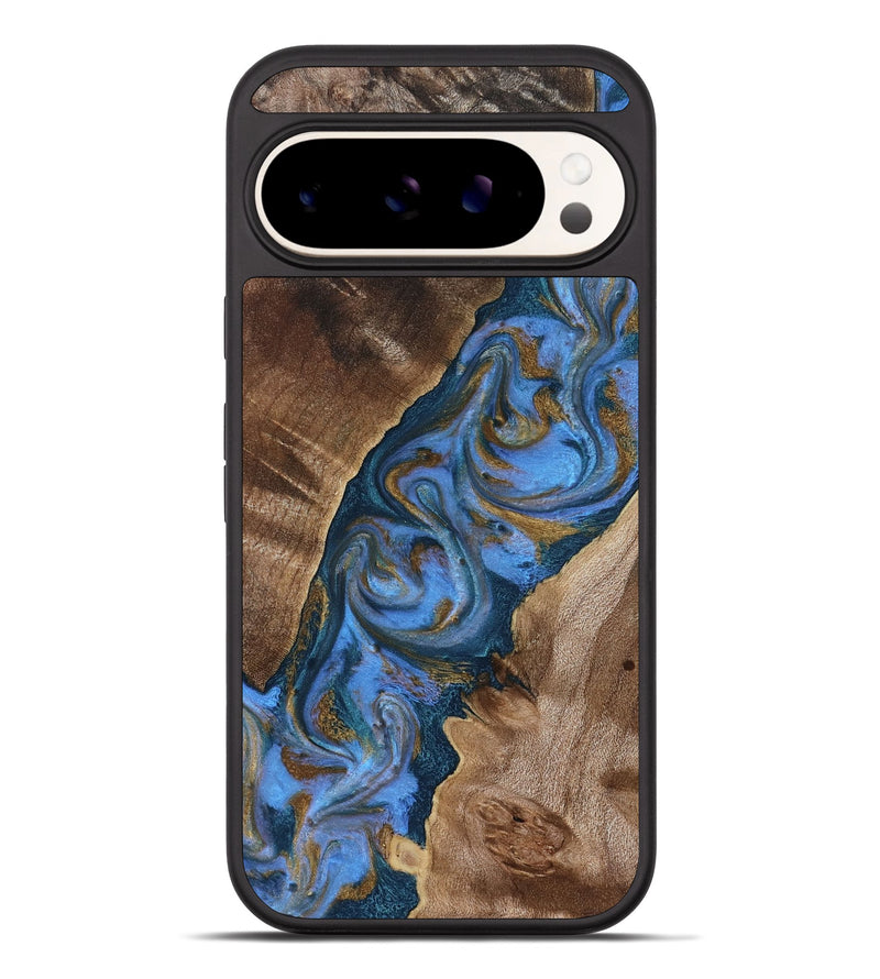 Pixel 10 Pro XL Wood Phone Case - Diann (Teal & Gold, 819101)