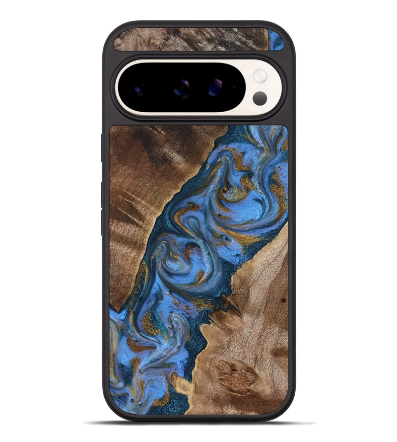 Pixel 9 Pro XL Wood Phone Case - Diann (Teal & Gold, 819101)