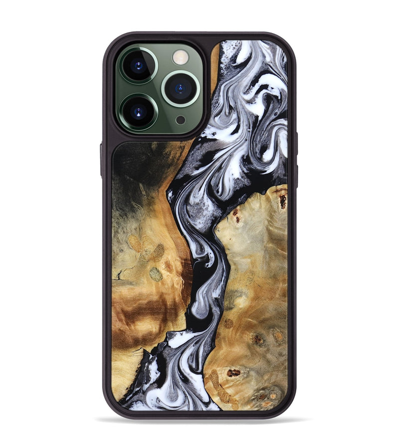 iPhone 13 Pro Max Wood Phone Case - Rosetta (Black & White, 819105)