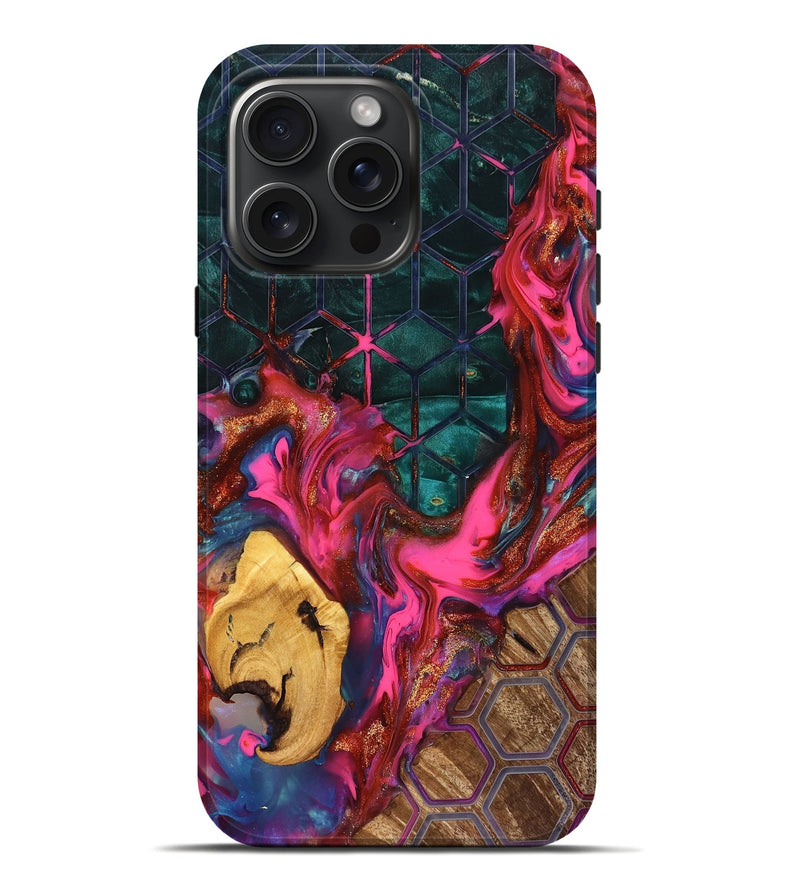 iPhone 16 Pro Max Wood Live Edge Phone Case - Kristen (Neon, 819128)