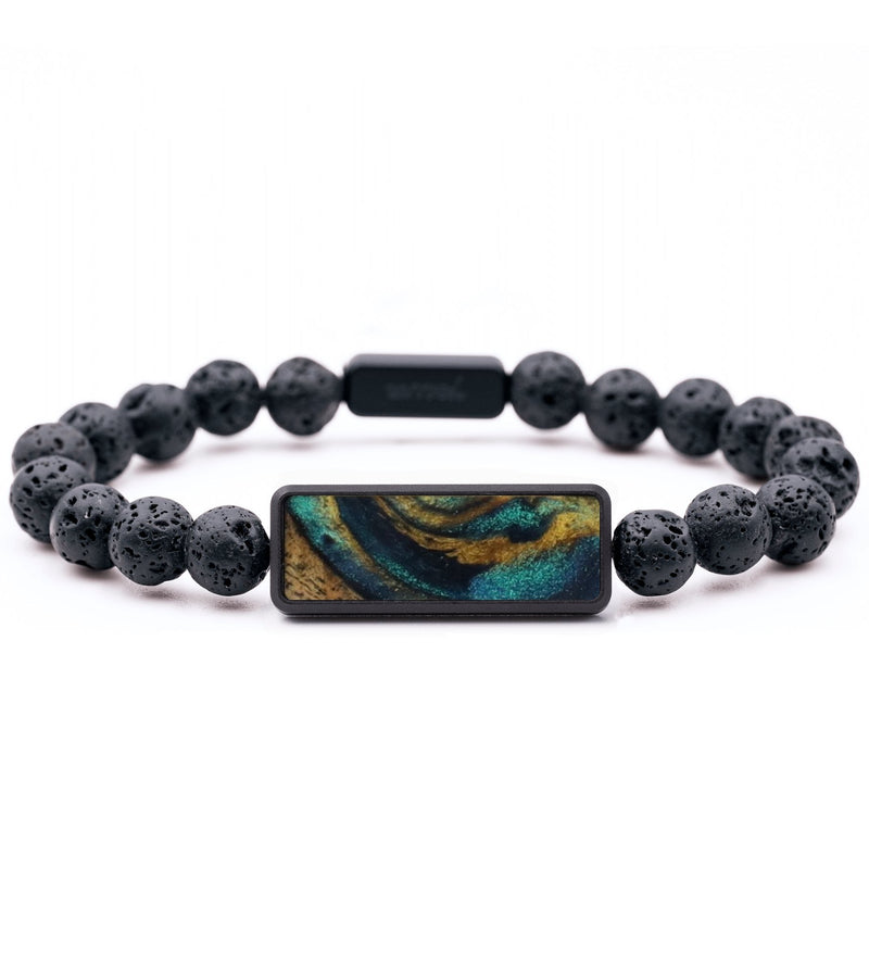 Lava Bead ResinArt Bracelet - Dustin (Teal & Gold, 819153)
