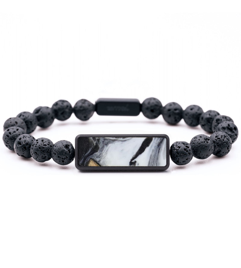 Lava Bead ResinArt Bracelet - Cristian (Black & White, 819158)
