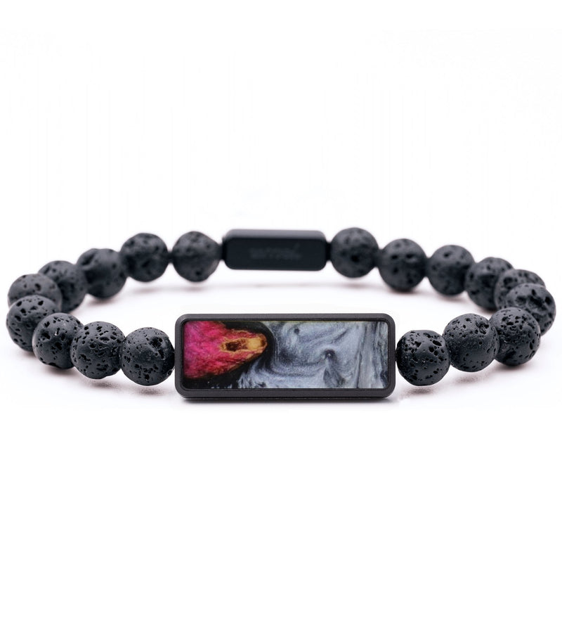 Lava Bead Wood Bracelet - Aidan (Black & White, 819161)