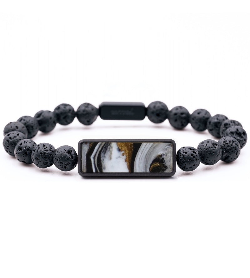 Lava Bead ResinArt Bracelet - Brynn (Black & White, 819163)