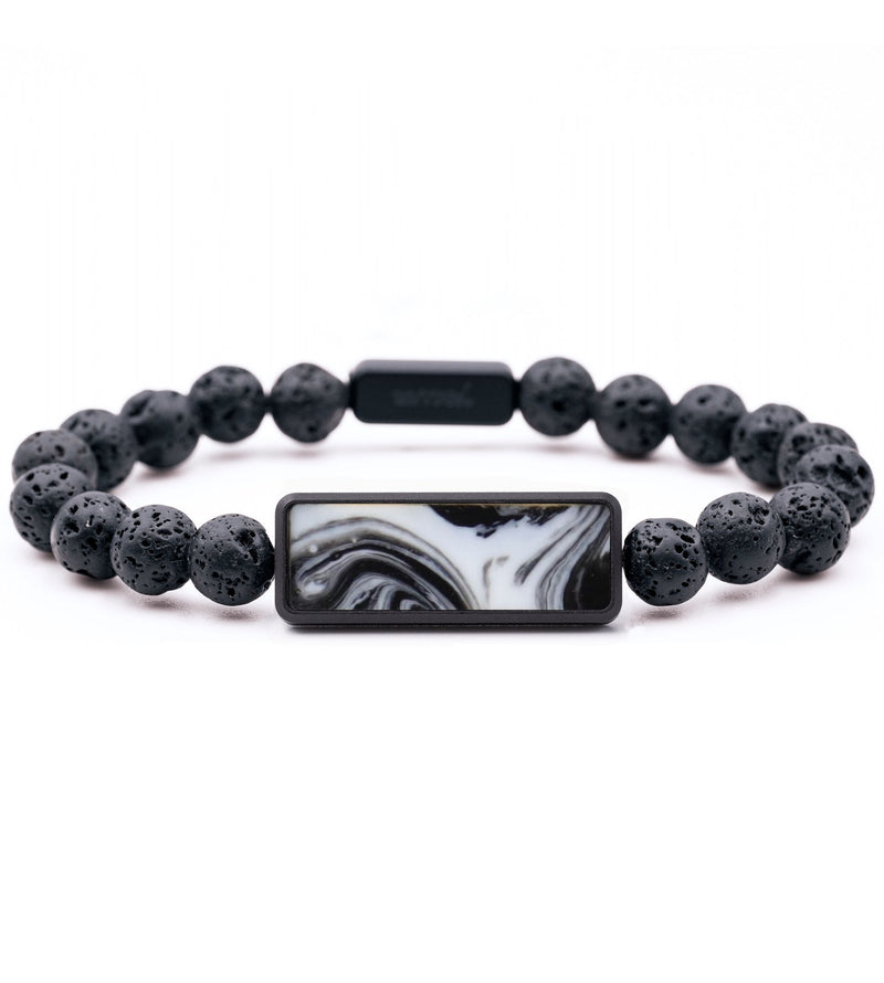 Lava Bead ResinArt Bracelet - Luka (Black & White, 819164)