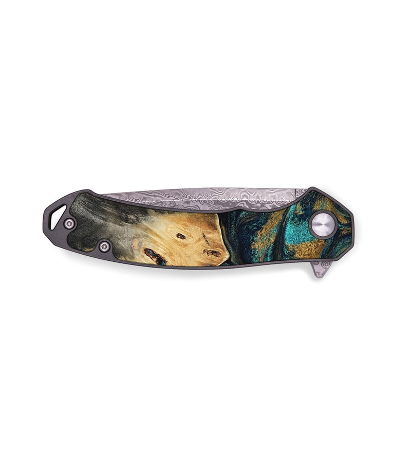 EDC Wood Pocket Knife - Agnes (Teal & Gold, 819175)