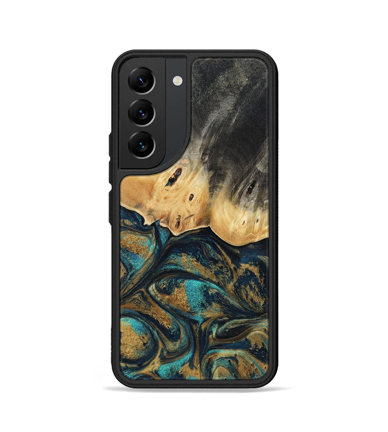 Galaxy S22 Wood Phone Case - Agnes (Teal & Gold, 819175)