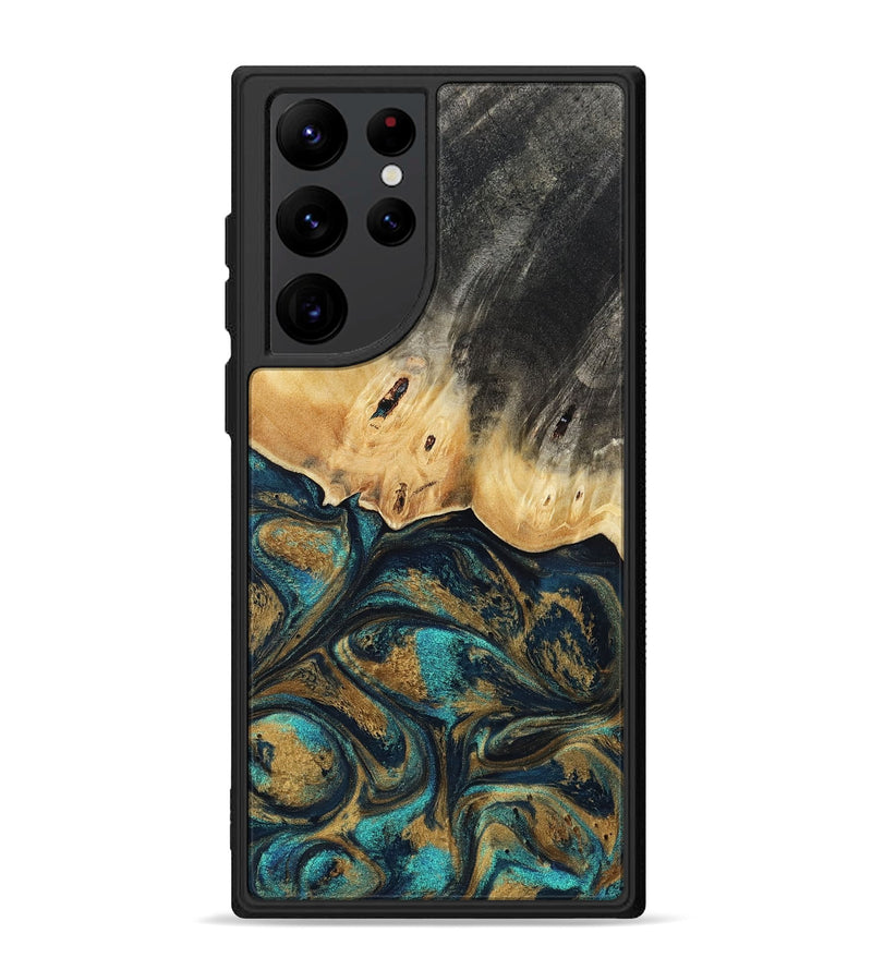Galaxy S22 Ultra Wood Phone Case - Agnes (Teal & Gold, 819175)
