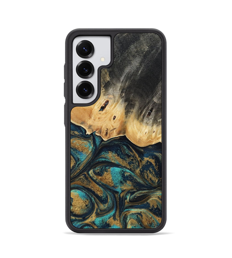 Galaxy S25 Wood Phone Case - Agnes (Teal & Gold, 819175)
