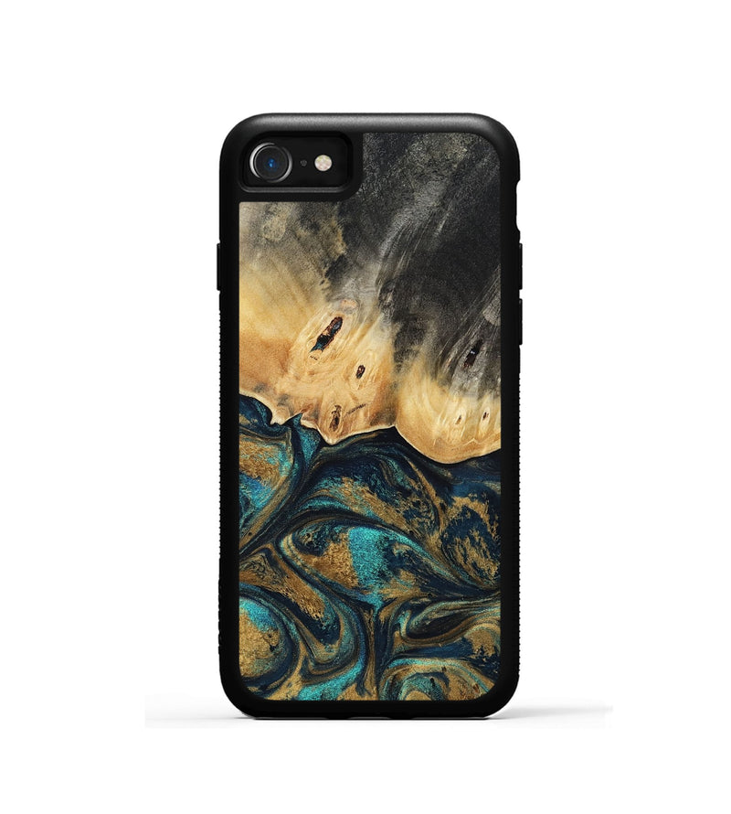 iPhone SE Wood Phone Case - Agnes (Teal & Gold, 819175)