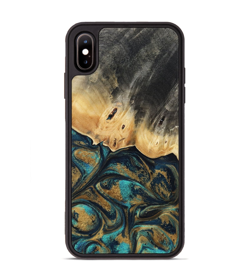 iPhone Xs Max Wood Phone Case - Agnes (Teal & Gold, 819175)