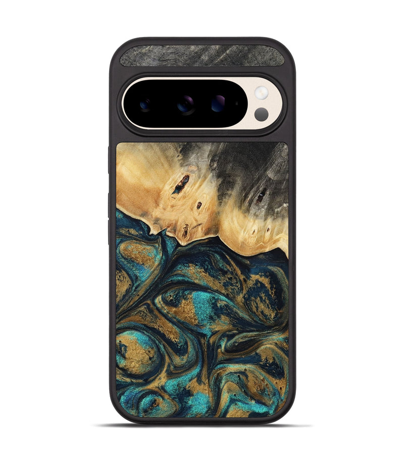 Pixel 10 Wood Phone Case - Agnes (Teal & Gold, 819175)
