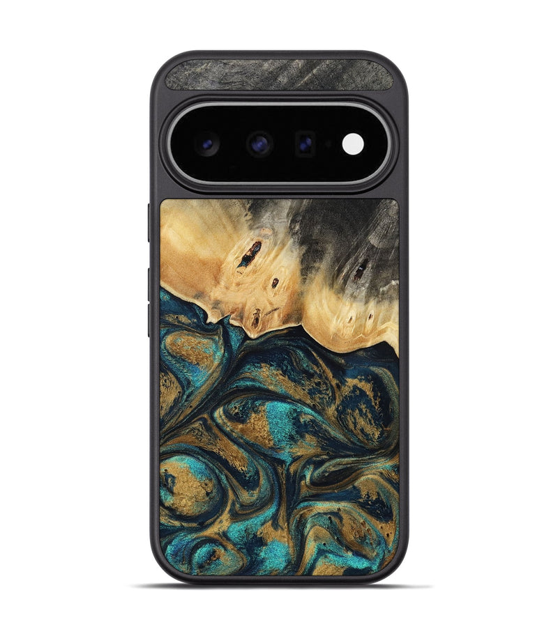 Pixel 11 Pro Wood Phone Case - Agnes (Teal & Gold, 819175)