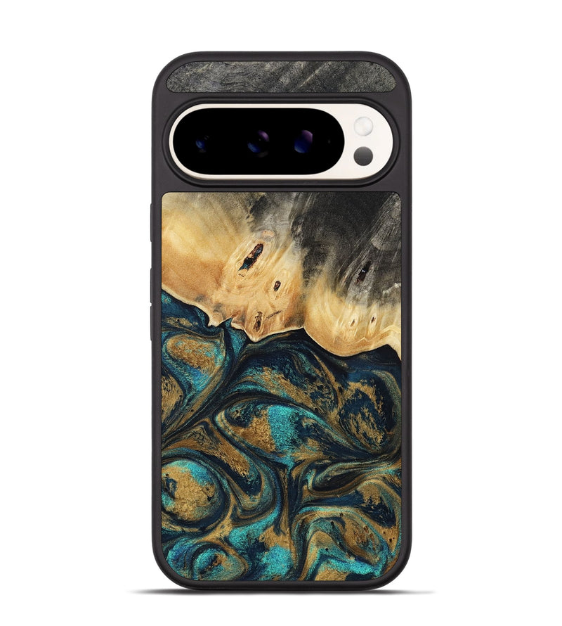 Pixel 9 Pro Wood Phone Case - Agnes (Teal & Gold, 819175)