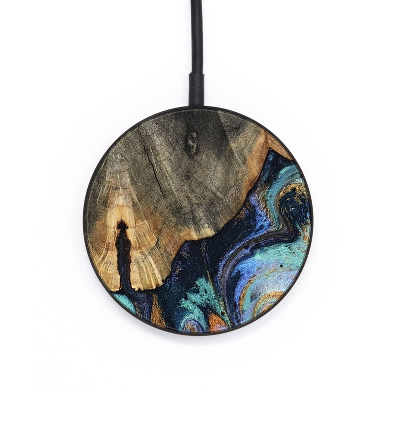 Circle Wood Wireless Charger - Duncan (Teal & Gold, 819176)