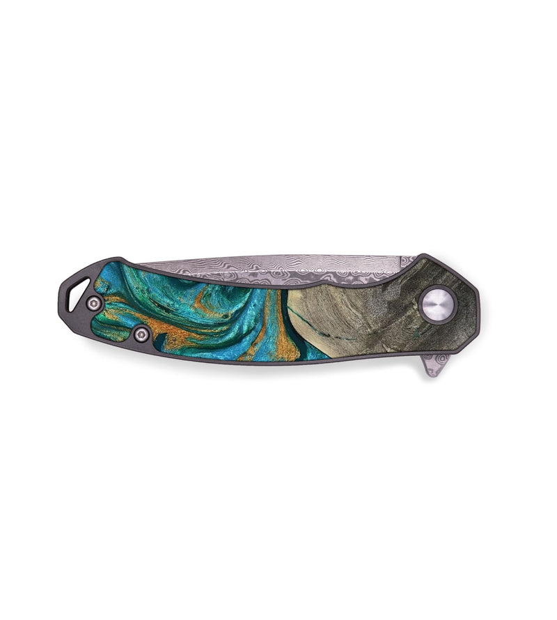 EDC Wood Pocket Knife - Ocie (Teal & Gold, 819177)