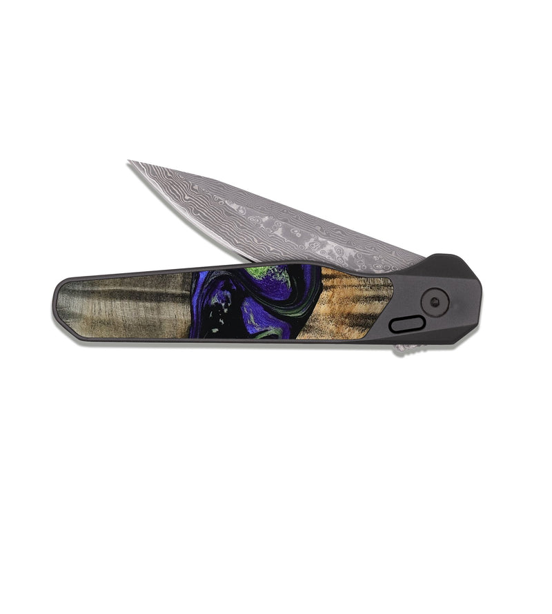 EDC Dark Damascus Wood Pocket Knife - Ansley (Purple, 819179)