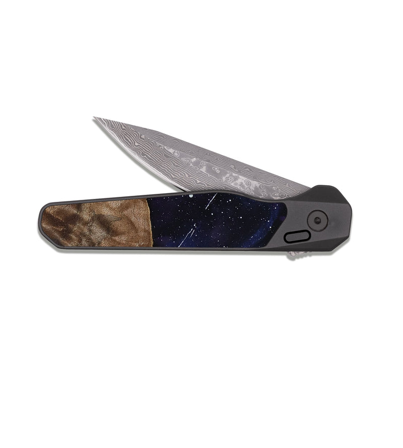 EDC Dark Damascus Wood Pocket Knife - Deidra (Cosmos, 819190)