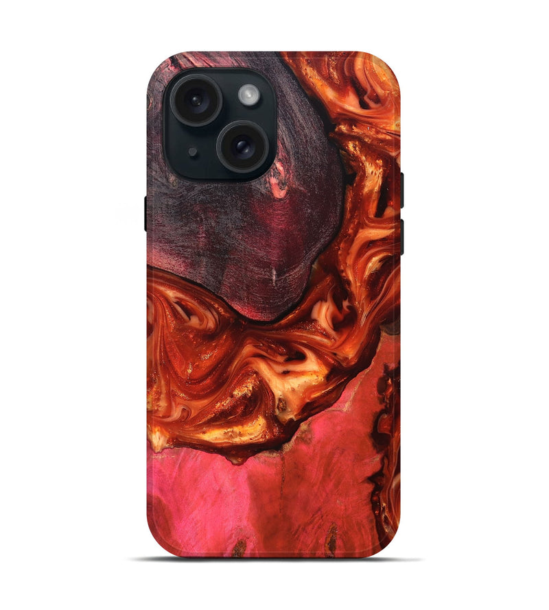 iPhone 15 Wood Live Edge Phone Case - Dasia (Red, 819223)