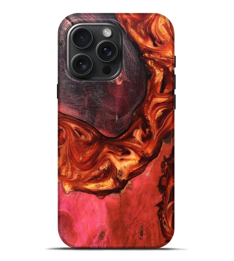 iPhone 16 Pro Max Wood Live Edge Phone Case - Dasia (Red, 819223)