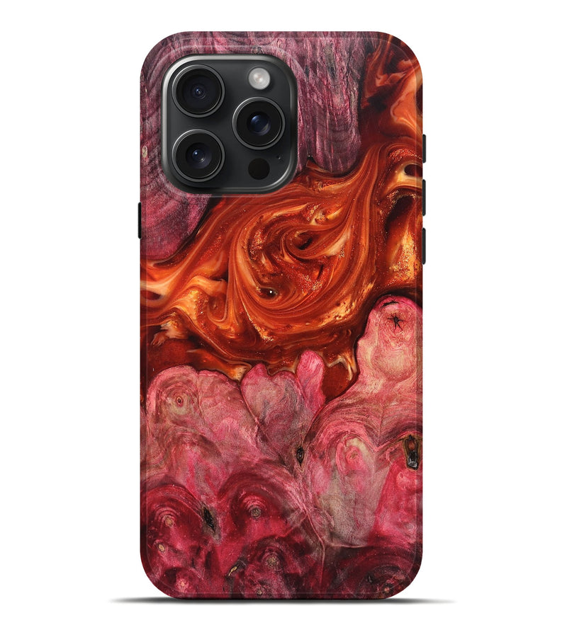 iPhone 16 Pro Max Wood Live Edge Phone Case - Ivan (Red, 819225)