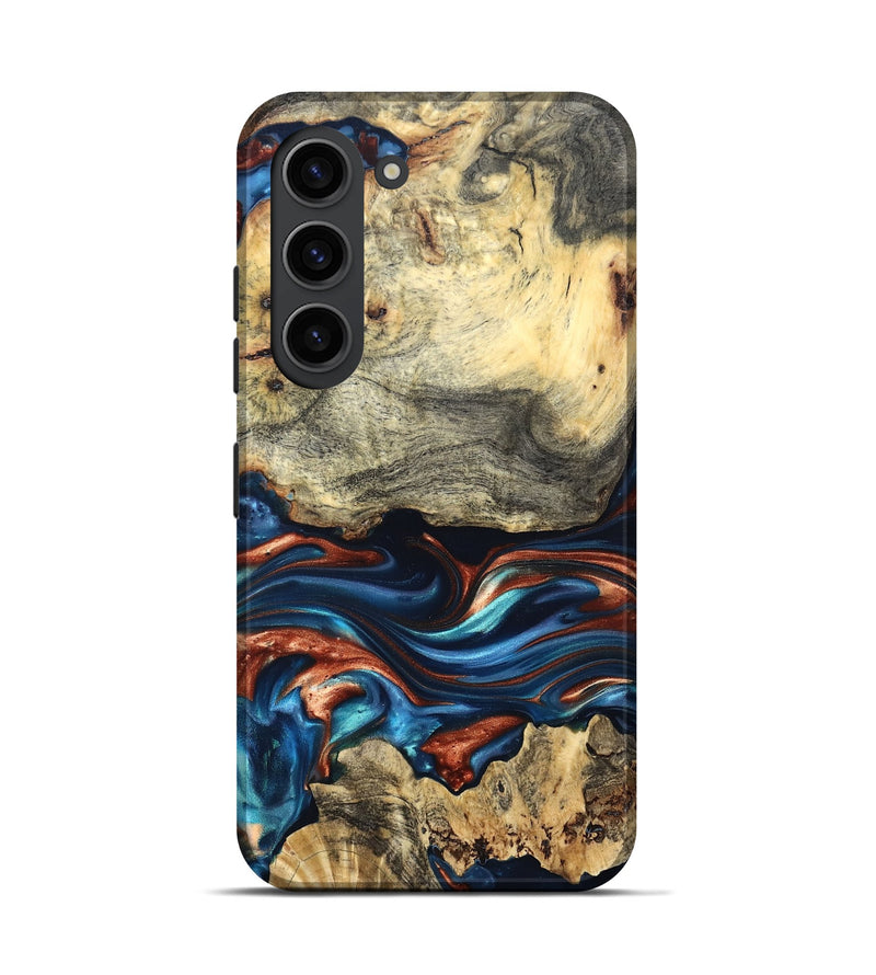Galaxy S23 Wood Live Edge Phone Case - Monty (Teal & Gold, 819234)