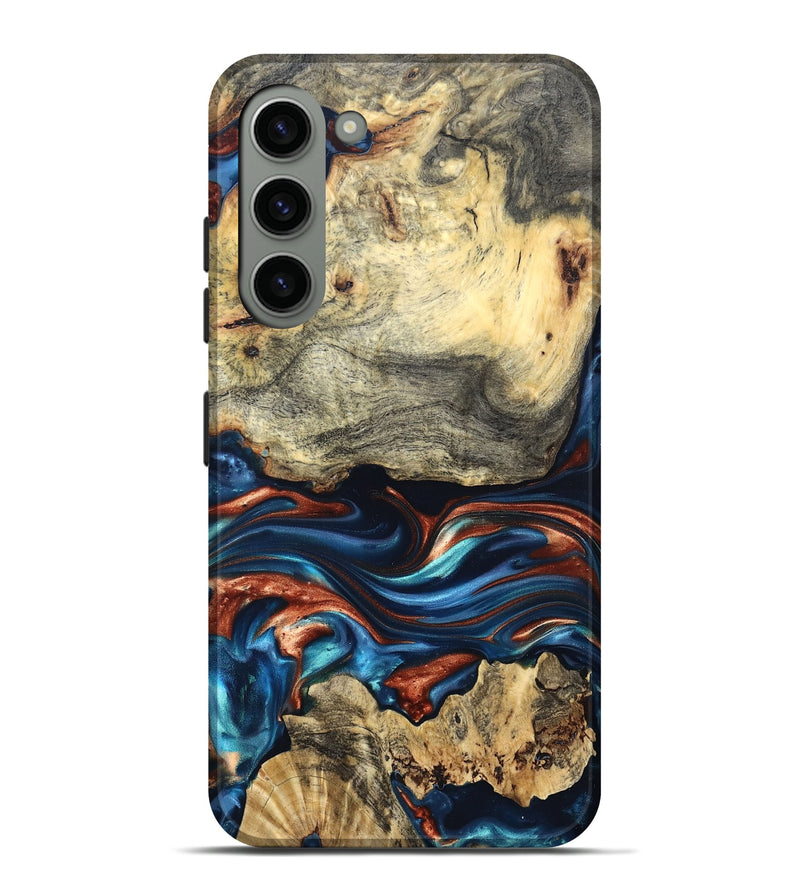 Galaxy S23 Plus Wood Live Edge Phone Case - Monty (Teal & Gold, 819234)