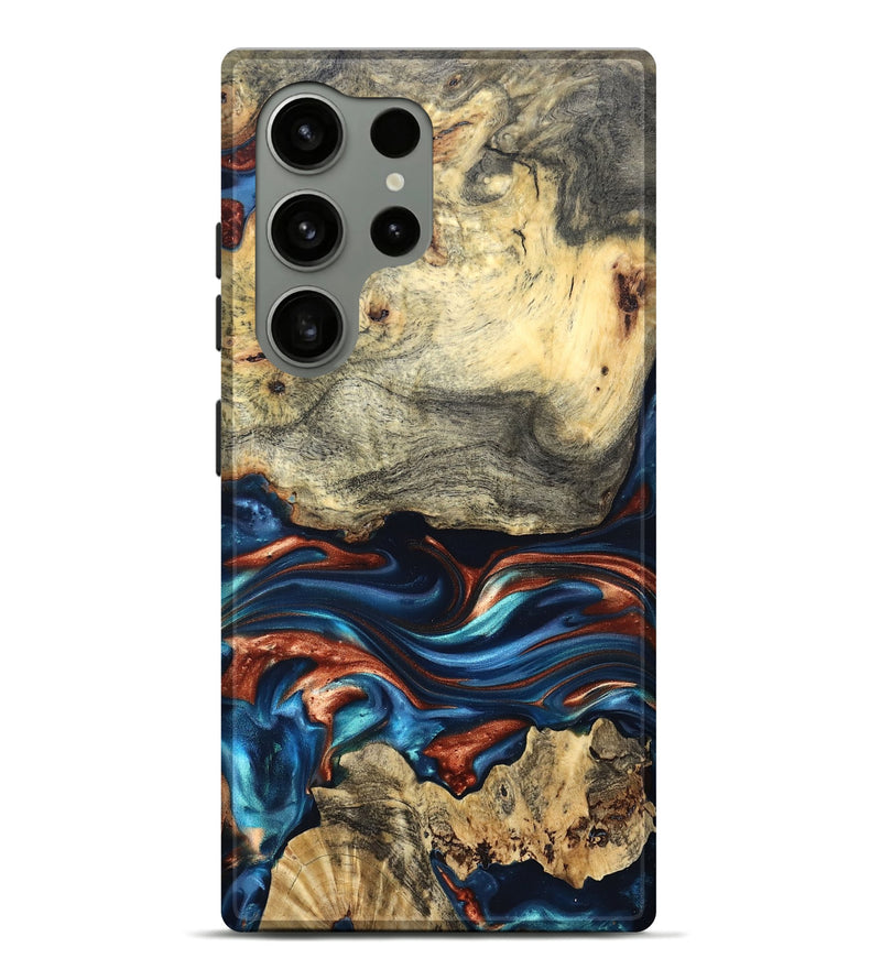 Galaxy S24 Ultra Wood Live Edge Phone Case - Monty (Teal & Gold, 819234)
