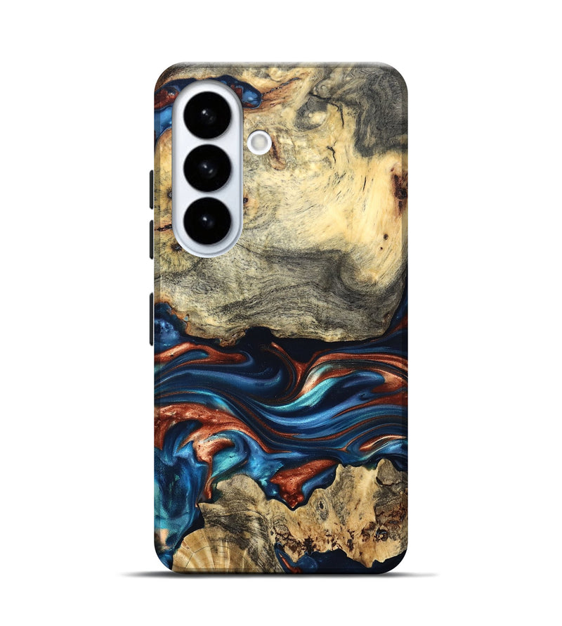 Galaxy S26 Wood Live Edge Phone Case - Monty (Teal & Gold, 819234)
