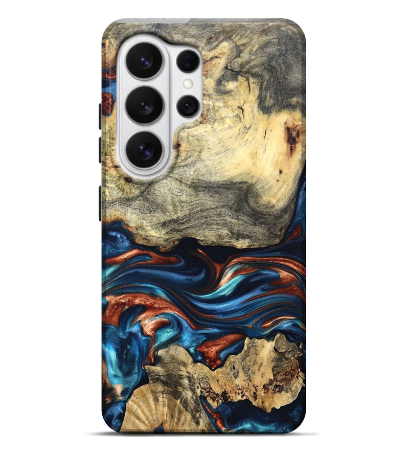 Galaxy S26 Ultra Wood Live Edge Phone Case - Monty (Teal & Gold, 819234)