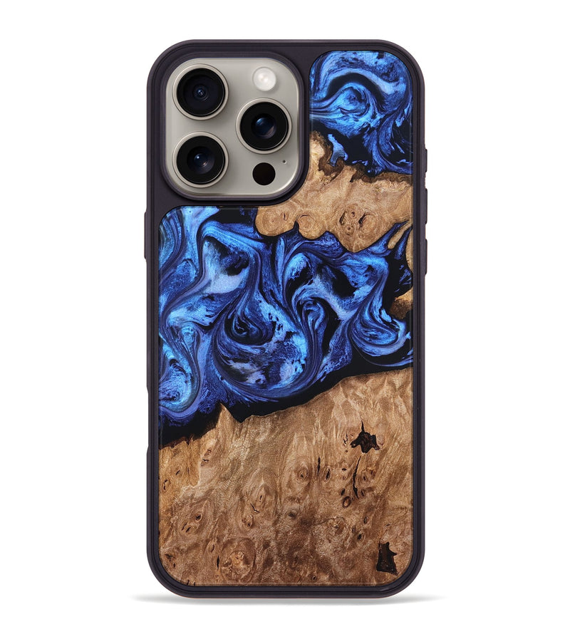 iPhone 16 Pro Max Wood Phone Case - Ina (Blue, 819265)
