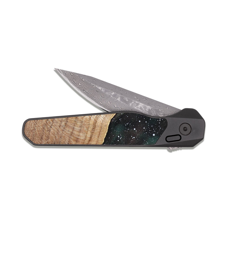 EDC Dark Damascus Wood Pocket Knife - Oaklyn (Cosmos, 819306)