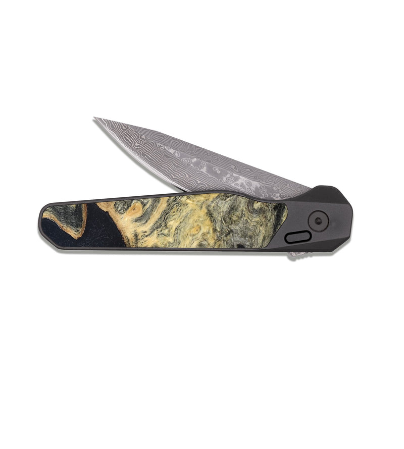 EDC Dark Damascus Wood Pocket Knife - Zaiden (Wood Burl, 819315)
