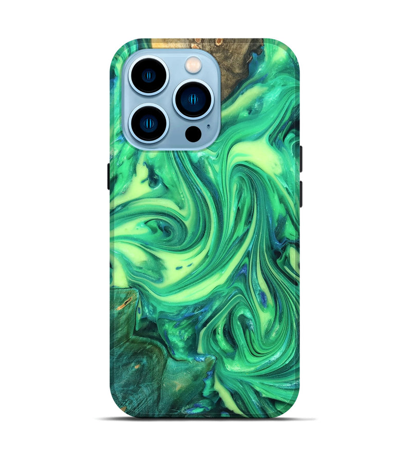 iPhone 14 Pro Wood Live Edge Phone Case - Zaria (Neon, 819321)