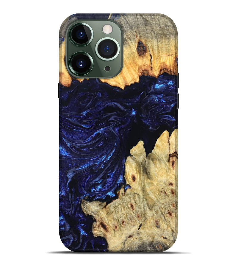 iPhone 13 Pro Max Wood Live Edge Phone Case - Cathryn (Blue, 819322)