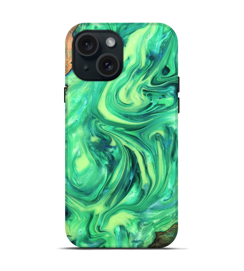 iPhone 15 Wood Live Edge Phone Case - Skyla (Neon, 819331)