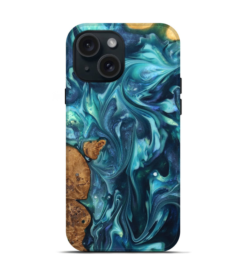 iPhone 15 ResinArt Live Edge Phone Case - Madisen (Ancient Olive, 819335)
