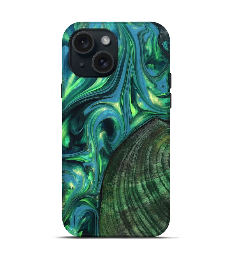 iPhone 15 Wood Live Edge Phone Case - Gus (Neon, 819338)